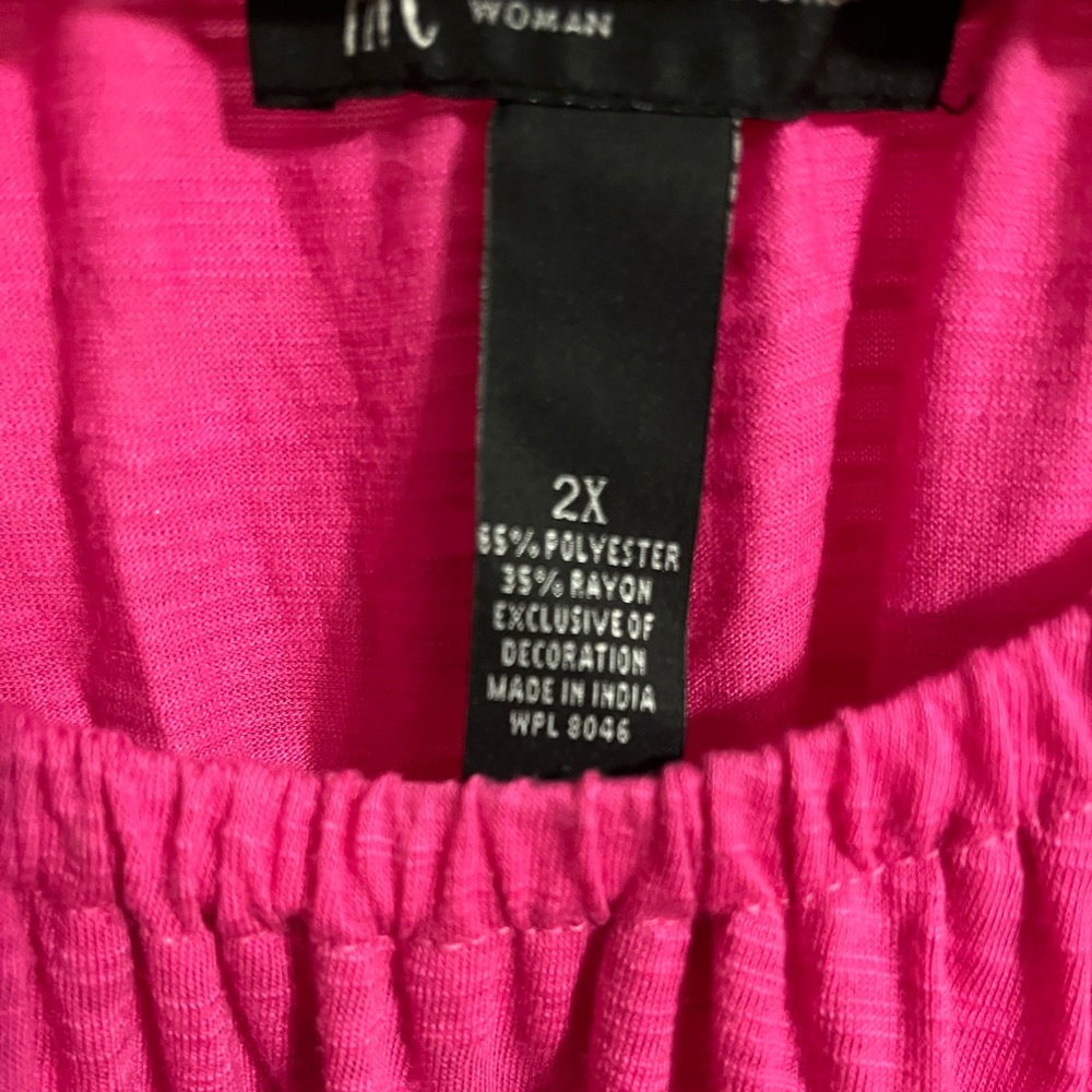 2X INC Pink shirt with white accents and rhinestones. NWT - Picture 4 of 11